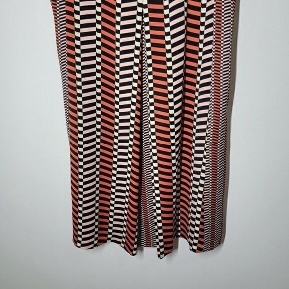 MARELLA Rina Pleated A-Line Geometric Print Dress Black Orange Medium - Picture 12 of 16